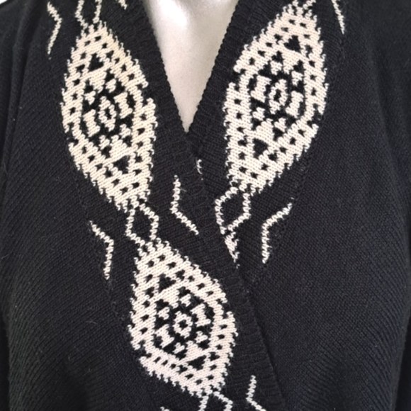 🪻BOGO🪻 PINK ROSE Boho Waterfall Open Front Cardigan Southwest Black Pink - Picture 7 of 13